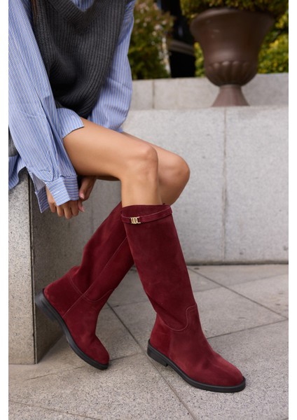 Ocean Kadın Siyah Gercek Deri Toka Detay Binici Çizme