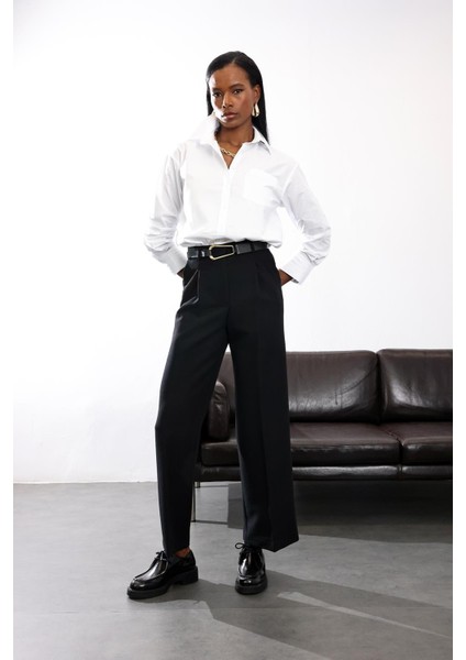 Siyah Kemerli Palazzo Pantolon 9008 modelleri