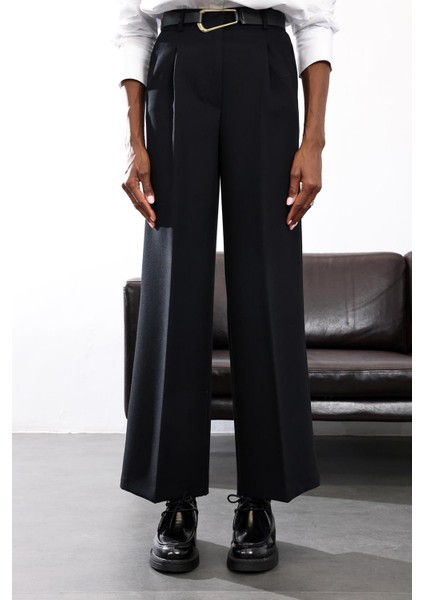 Siyah Kemerli Palazzo Pantolon 9008 fırsatları