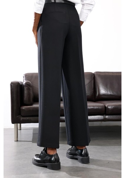 Siyah Kemerli Palazzo Pantolon 9008