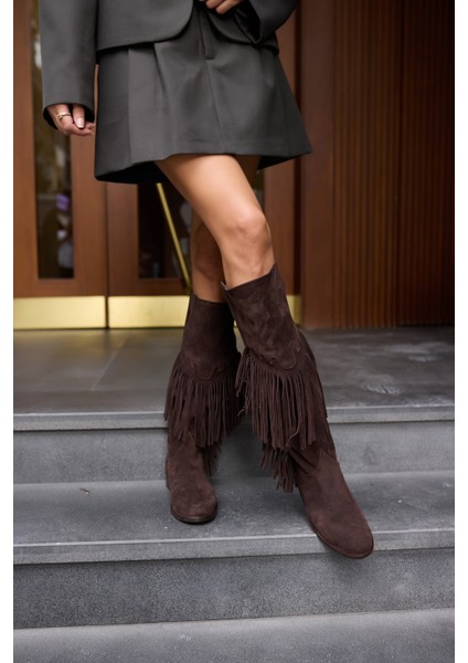 Pulına Kadın Sıyah Gercek Suet Astarsız Puskullu Cızme modelleri