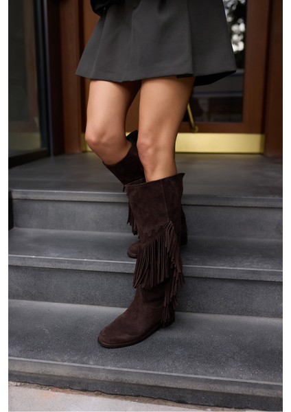 Pulına Kadın Sıyah Gercek Suet Astarsız Puskullu Cızme indirimleri