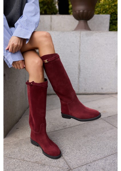 Ocean Kadın Siyah Gercek Deri Toka Detay Binici Çizme