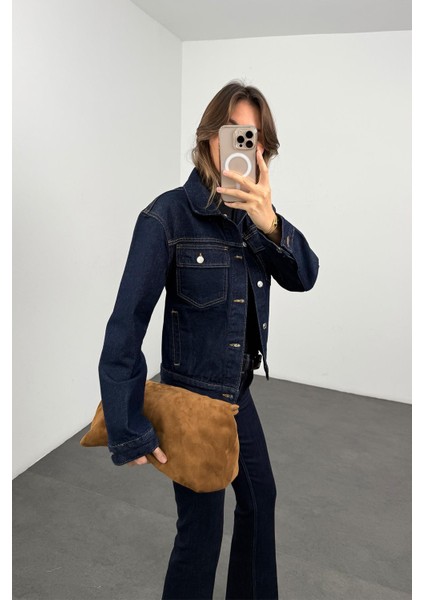Lacivert Dikiş Detaylı Denim Ceket fırsatları