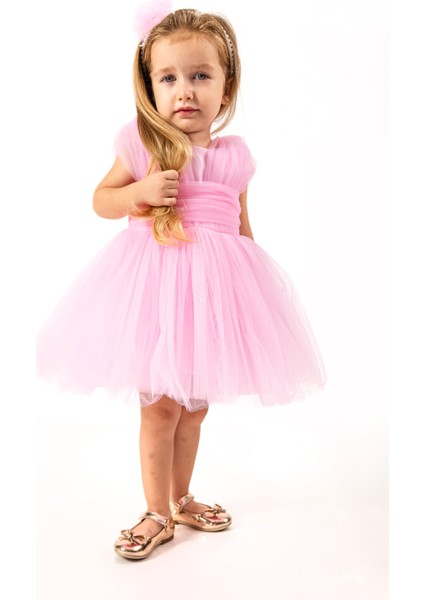 Kız Bebek Kız Çocuk Doğum Günü Parti Düğün Elbise Kolsuz Taçlı Fırfırlı Tüllü Tütülü Tütü Astarlı