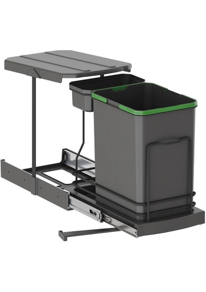 Teleskopik Raylı Plastik Gövde Çöp Kovası 16+1 Lt S2391