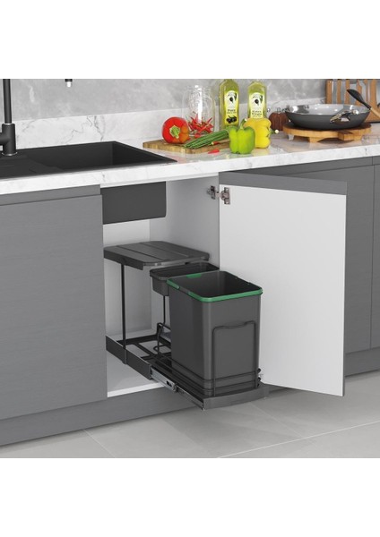 Teleskopik Raylı Plastik Gövde Çöp Kovası 16+1 Lt S2391 fiyatları