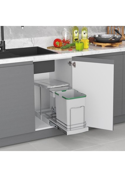 Teleskopik Raylı Plastik Gövde Çöp Kovası 16+1 Lt S2391 modelleri