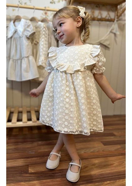 Kız Bebek Elbise Kız Çocuk Elbise Doğum Günü Parti Düğün Keten Kısa Kollu Astarlı Elbise