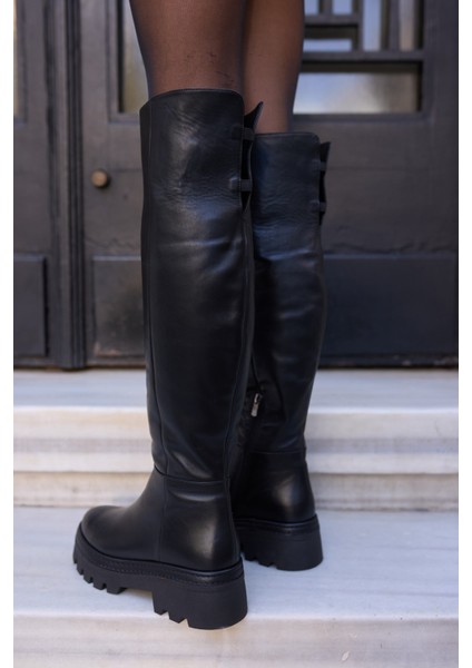 Giselle Kadin Siyah Gercek Suet Diz Ustu Yandan Fermuarli Çizme fırsatları