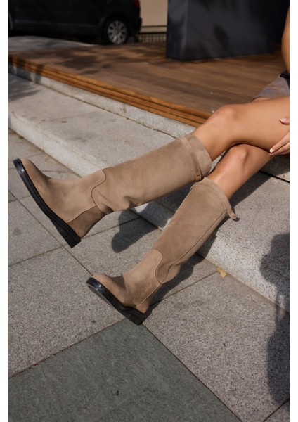 Ocean Kadın Siyah Gercek Deri Toka Detay Binici Çizme