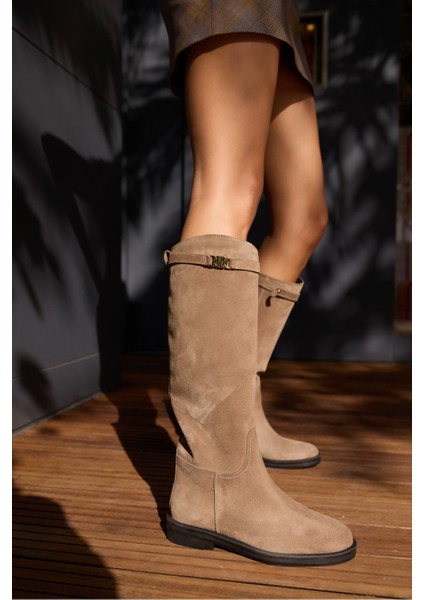 Ocean Kadın Siyah Gercek Deri Toka Detay Binici Çizme