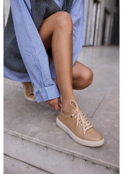 Ariana Kadın Siyah Gercek Deri Bagcıklı Sneaker