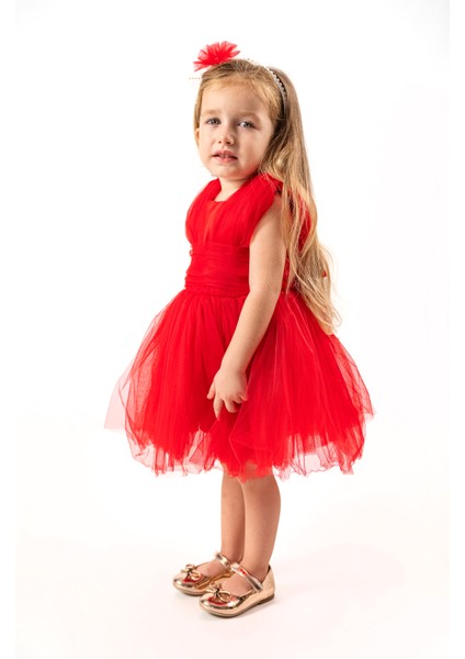 Kız Bebek Kız Çocuk Doğum Günü Parti Düğün Elbise Kolsuz Taçlı Fırfırlı Tüllü Tütülü Tütü Astarlı