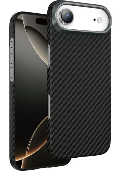 Apple iPhone 17 Air Kılıf Magsafe Şarj Özellikli Ultra Slim Aramid Karbon Fiber Kevlar Kapak