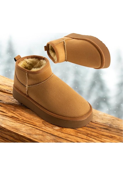 Kalın Tabanlı Taba Içi Tüylü Mini Kadın Bot fiyatları