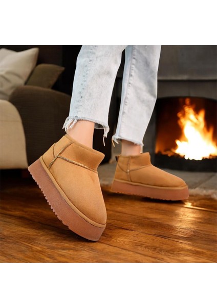 Kalın Tabanlı Taba Içi Tüylü Mini Kadın Bot modelleri