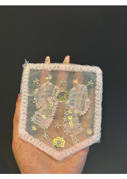 14X12 cm Boncuk Pul Işleme Fiyonk Cep Armaa Dikiş Aplike fiyatları