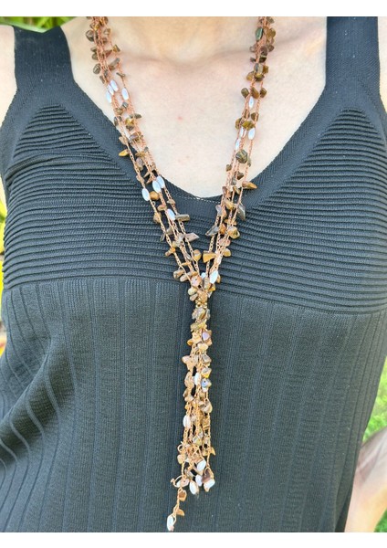 Sedef Boncuk Işleme Kadın Uzun Kolye 50 cm fiyatları