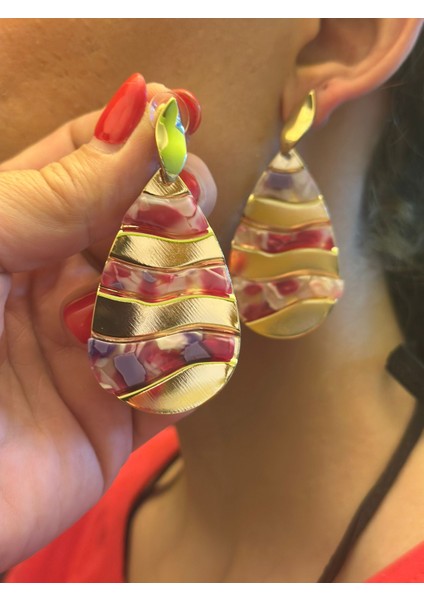 Sedef Kaplama Aynalı Damla Kadın Küpe 10 cm fiyatları