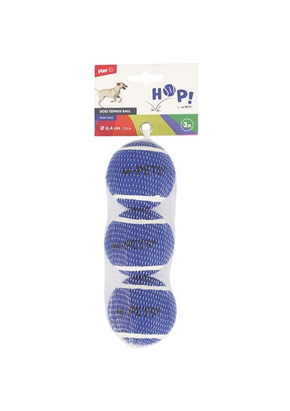 Hop Tenis Topu Köpek Oyuncağı Mavi 3'lü 6,4 cm
