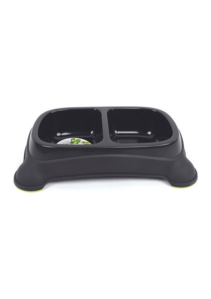 Eco Double Ikili Plastik Kedi ve Köpek Mama ve Su Kabı Siyah 2X400 ml