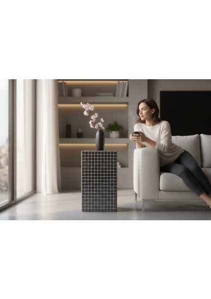 Modern Siyah Mozaik Tasarım Sehpa – El Yapımı Dekoratif Yan Sehpa (45X26 Cm) fırsatları