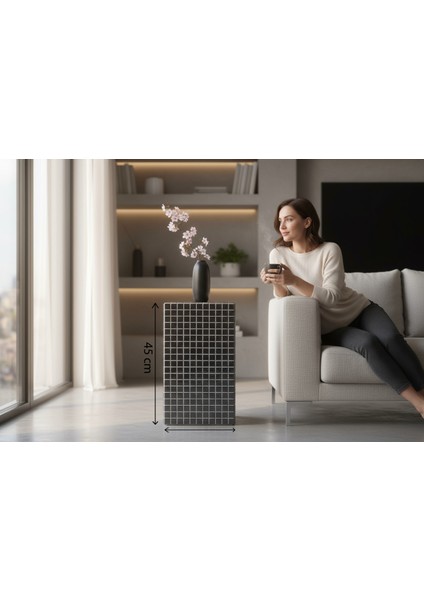 Modern Siyah Mozaik Tasarım Sehpa – El Yapımı Dekoratif Yan Sehpa (45X26 Cm) indirimleri