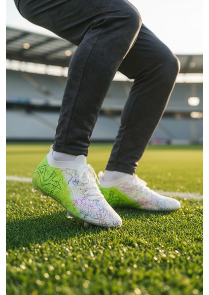 Beyaz-Neon Yeşil Çoraplı Erkek Krampon MK-252-153 M