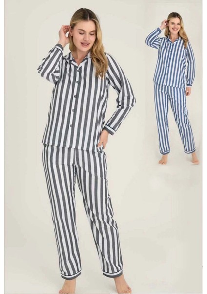 Freshness 4007 Kadın Uzun Kol Çizgili Gaffuriye Pijama Takımı modelleri