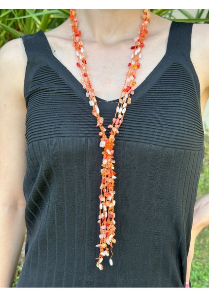 Sedef Boncuk Işleme Kadın Uzun Kolye 50 cm fiyatları