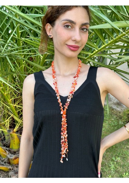 Sedef Boncuk Işleme Kadın Uzun Kolye 50 cm modelleri