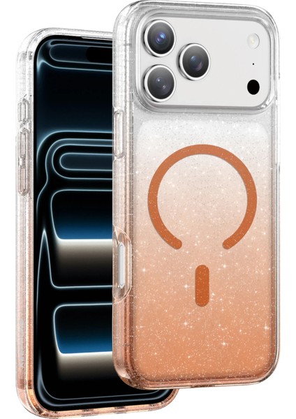 iPhone 17 Pro Max Uyumlu Magsafe Özellikli Renk Geçişli Simli Işıltılı Şeffaf Lillian Kapak