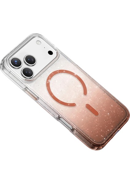 iPhone 17 Pro Max Uyumlu Magsafe Özellikli Renk Geçişli Simli Işıltılı Şeffaf Lillian Kapak modelleri