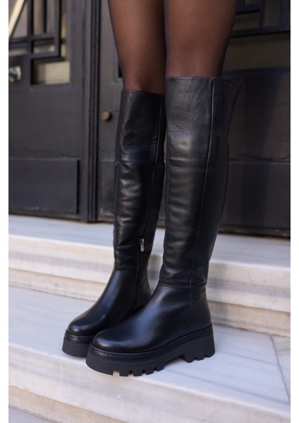 Giselle Kadin Siyah Gercek Suet Diz Ustu Yandan Fermuarli Çizme fiyatları