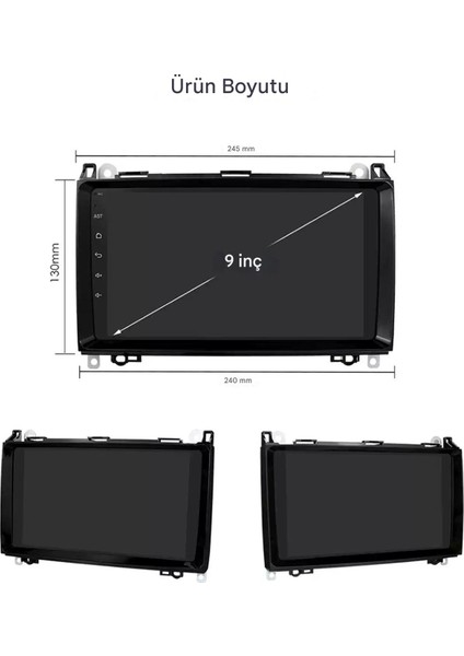 Mercedes B200 Özel 9" Wifi Android , 8gb Ram 128GB Depolama, Carplay Destekli Multimedya Navigasyon Sistem modelleri