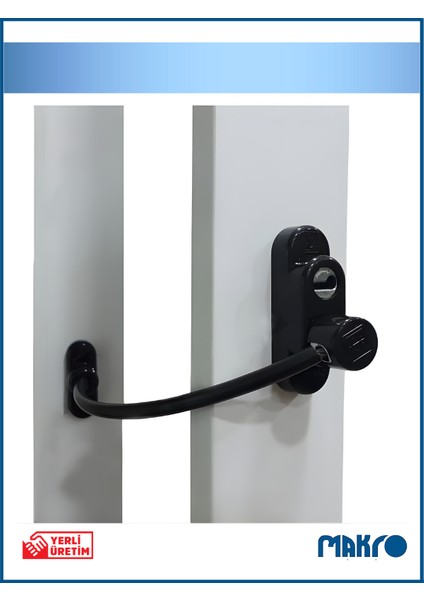 Penkid Çelik Halatlı Pvc Pencere Emniyet Çocuk Güvenlik Kilidi Siyah