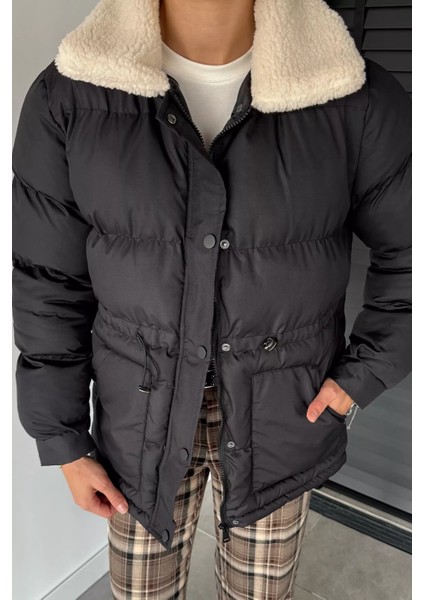 Peluş Yaka Detaylı Astarlı Kadın Şişme Mont P-00018915 fiyatları