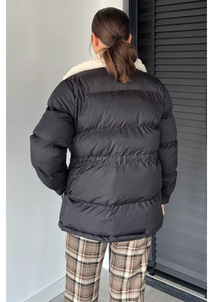 Peluş Yaka Detaylı Astarlı Kadın Şişme Mont P-00018915 modelleri