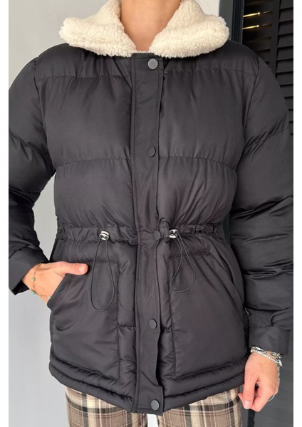 Peluş Yaka Detaylı Astarlı Kadın Şişme Mont P-00018915 fırsatları