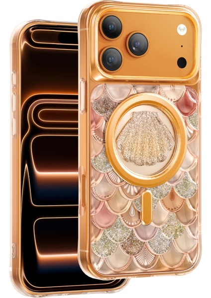 iPhone 17 Pro Uyumlu Kılıf 3D Tasarım Göz Alıcı Parlaklık Iceland Simli Magsafe Kapak