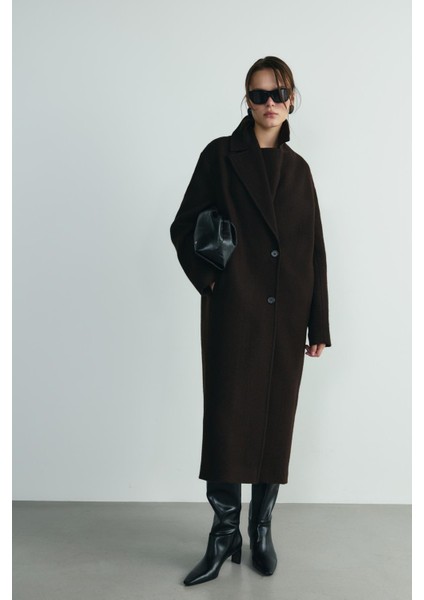 Acı Kahve Dora Uzun Oversize Kaban