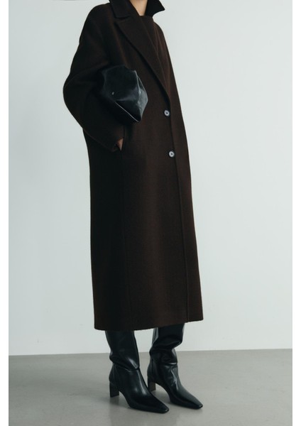 Acı Kahve Dora Uzun Oversize Kaban modelleri