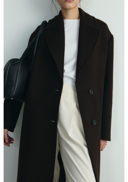 Acı Kahve Dora Uzun Oversize Kaban