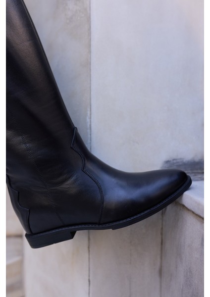 Antoneli Kadın Siyah Gercek Deri Dolgu Topuklu Çizme fırsatları