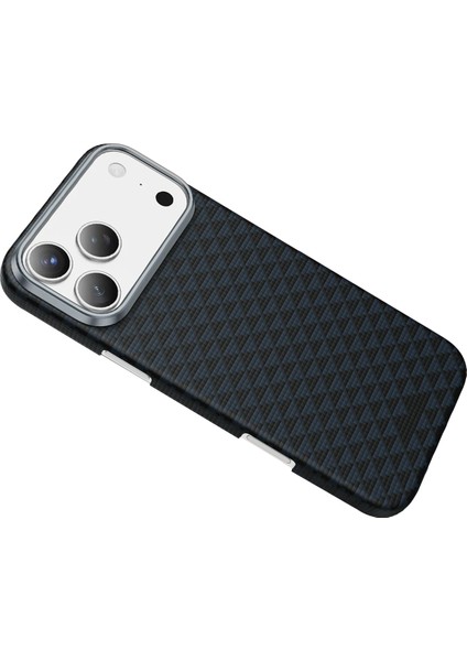 Apple iPhone 17 Pro Kılıf Magsafe Şarjlı Süper Ince Aramid Karbon Fiber Paris Desen Kevlar Kapak fırsatları