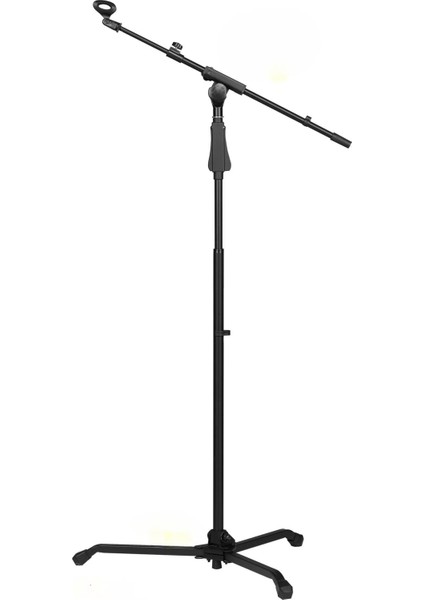 Akrobat Solist Tipi Mikrofon Standı - Hareketli Ayaklar, Basçek Yükseklik Ayarı Profesyonel Mikrofon Sehpası
