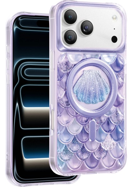 iPhone 17 Pro Max Kılıf 3D Tasarım Göz Alıcı Parlaklık Iceland Simli Magsafe Kapak