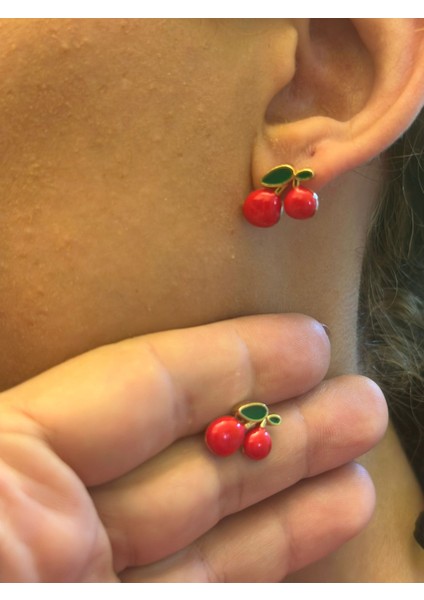 Kırmızı Yapraklı Kiraz Kadın Küpe fiyatları