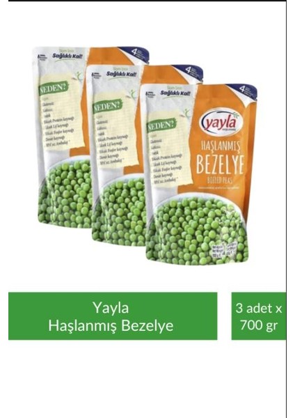 Haşlanmış Bezelye 700 gr x 3 Adet